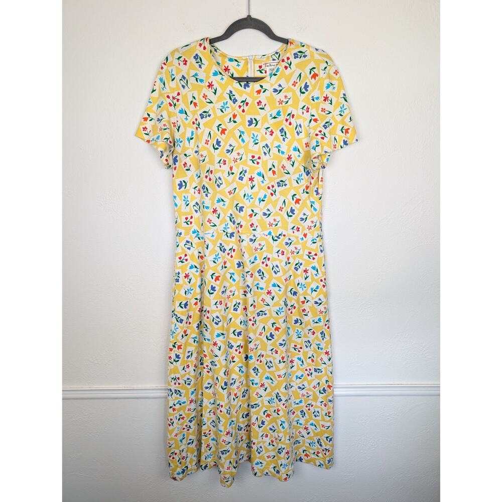 Talbots Maxi Dress Floral Vintage Cottagecore Spring Summer Whimsy Yellow Size L